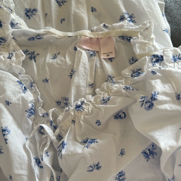 Vintage Victoria's Secret Floral White Boho Festival Cotton Dress Bell Sleeve M - Picture 7 of 14